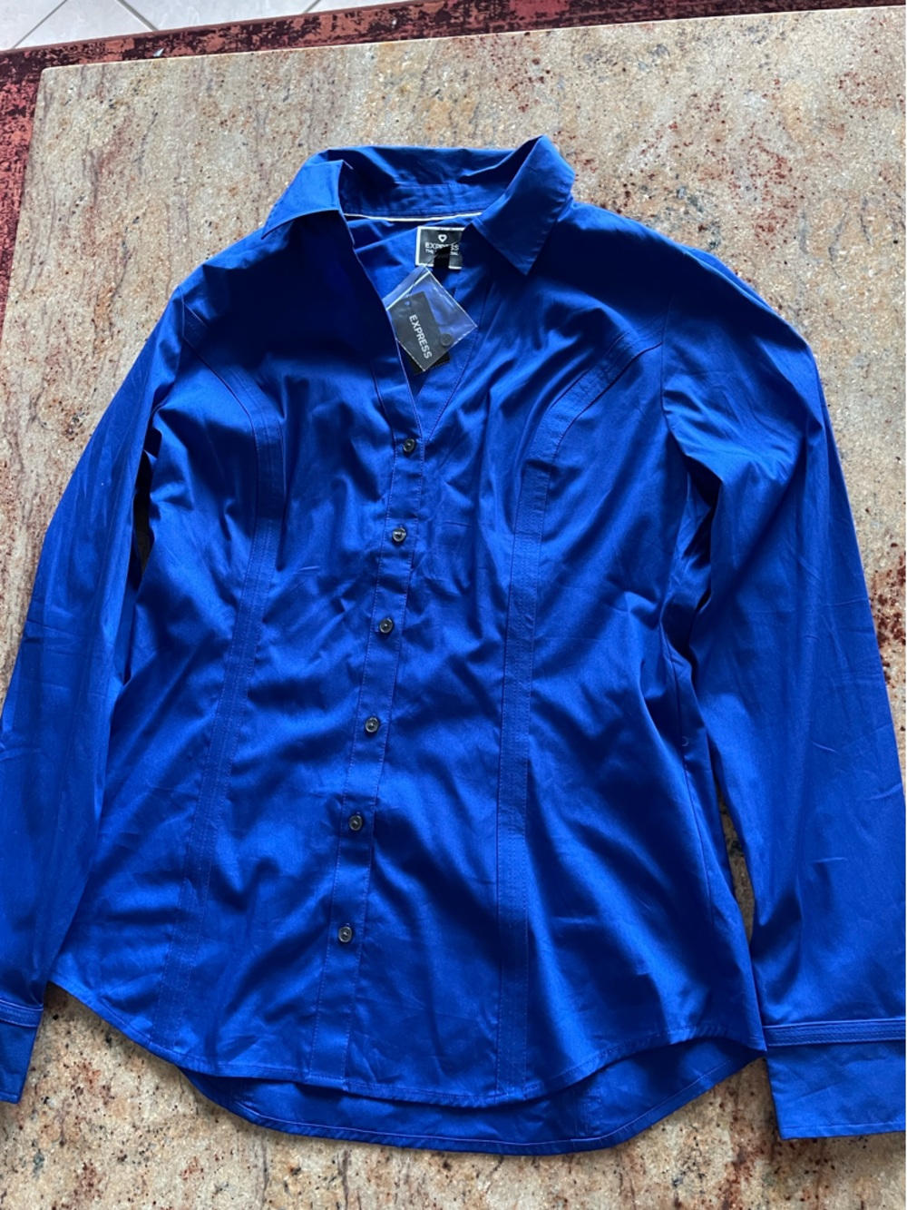 Express Blue Essential Button-Up Shirt - Size MEDIUM - Picture 3 of 4
